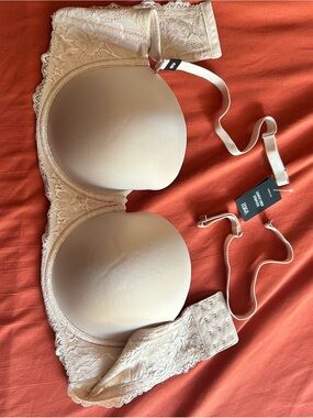 torrid Lace Detail T-Shirt Bra in Light Beige with detachable straps